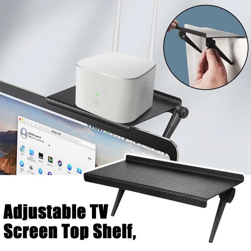 Adjustable Screen Top Shelf Organizer for Tv, Computer Monitor, Flat Screen – Holds Soundbar, Tv, Cable Box, Camera, Frames, Remote – Space-saving Over-monitor Storage, 4.33×6.46 inch - Image 3